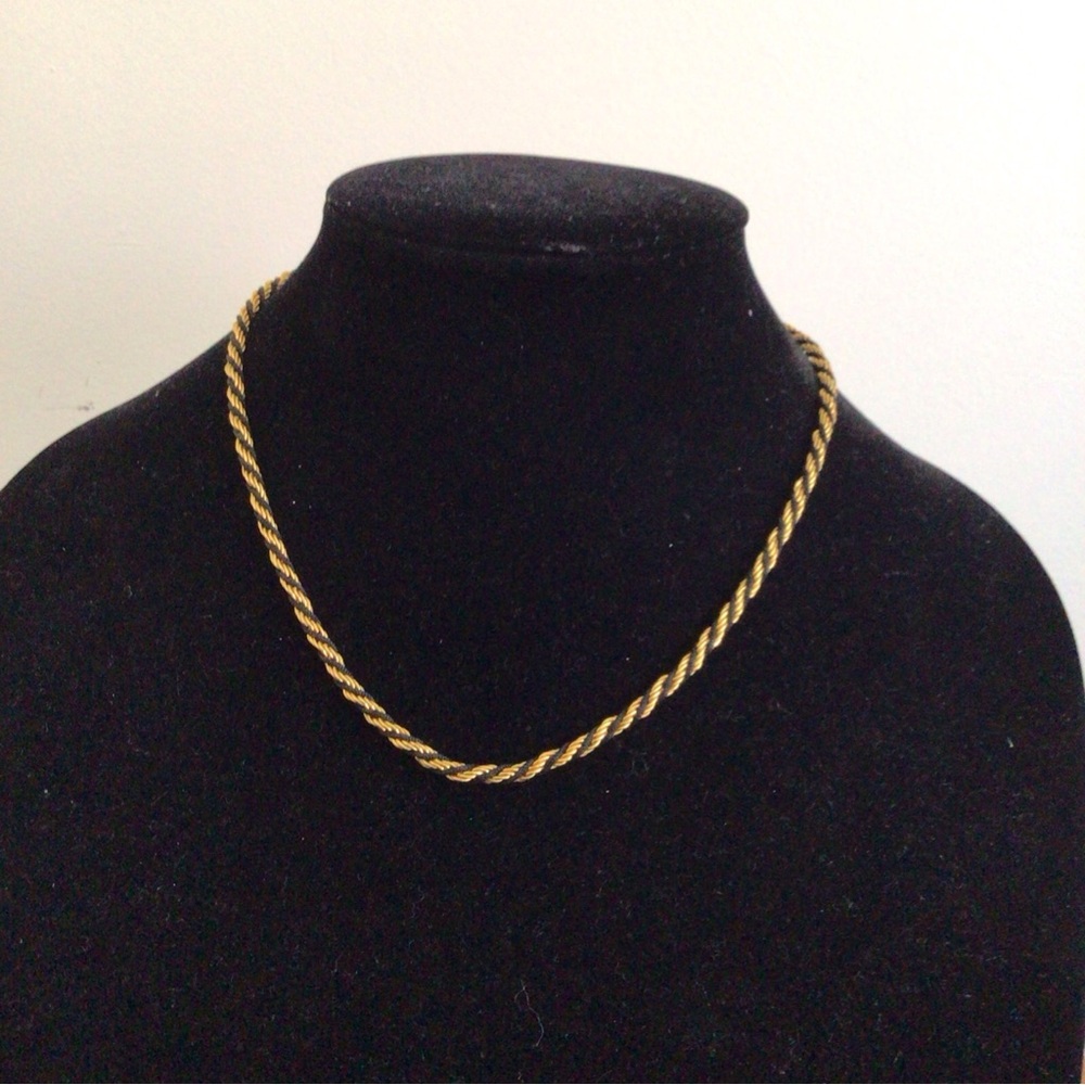 Vintage Jewelry TRIFARI Rope Chain Necklace Twisted Black Cord 18"
